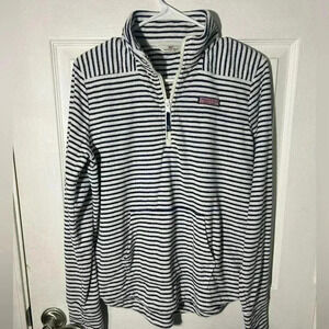 Vineyard Vines Martha's Vineyard half zip striped white w/blue Terry size small